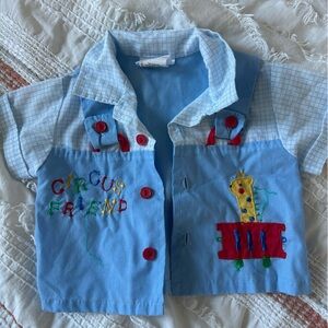 3/15 Circus Friends Baby Button Up Vintage Top